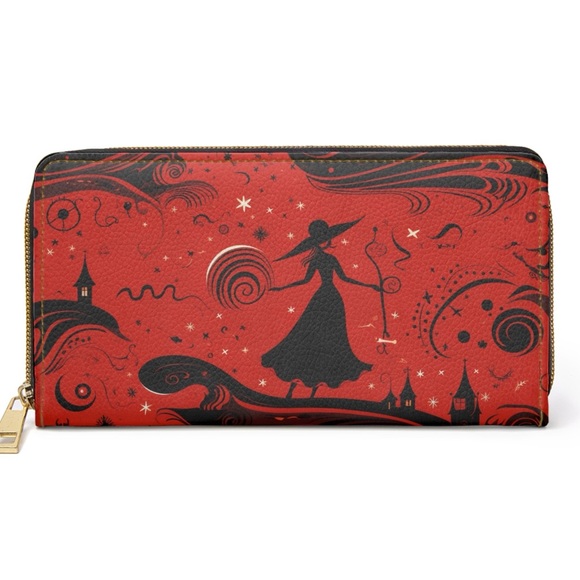Mystery Witch Zipper Wallet | Red | Witch-Themed Design - Picture 1 of 6